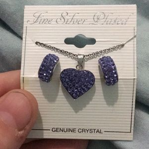Fine silver plated genuine purple crystal necklace